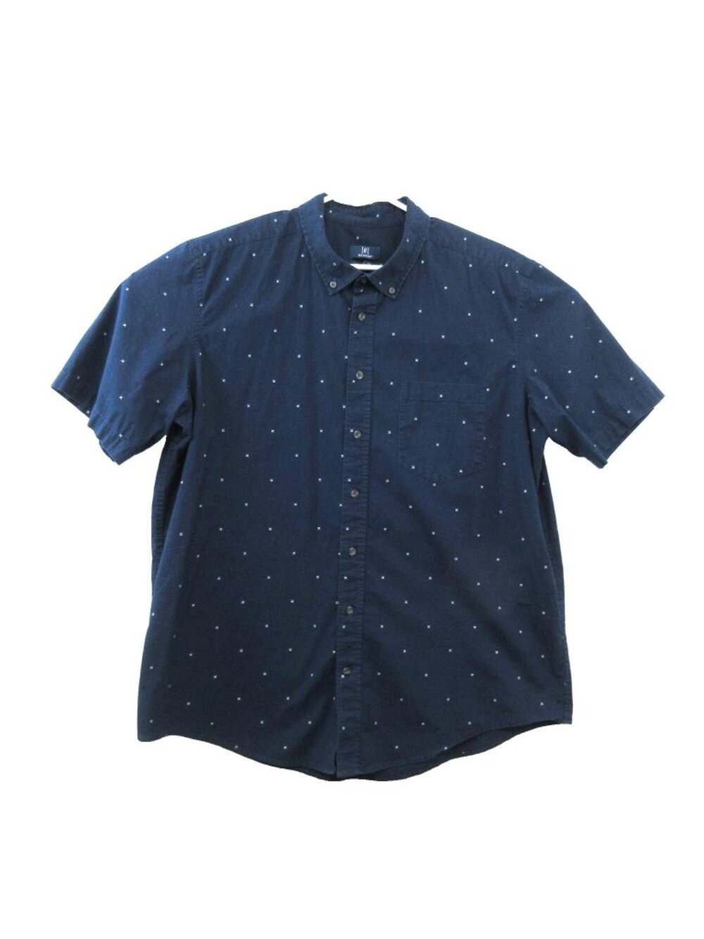George Shirt Mens 2XL Navy DITSY Cross S-Sleeve Button Down Classic Fit Casual